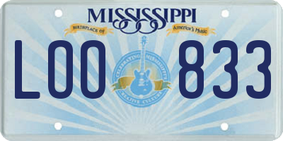 MS license plate LOO833