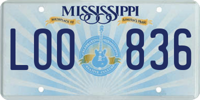 MS license plate LOO836