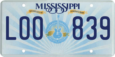 MS license plate LOO839