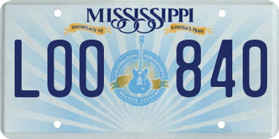 MS license plate LOO840