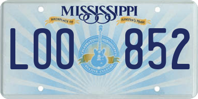 MS license plate LOO852