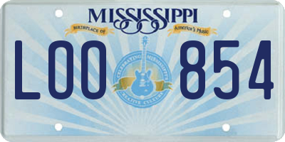MS license plate LOO854