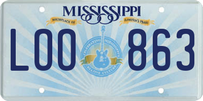 MS license plate LOO863