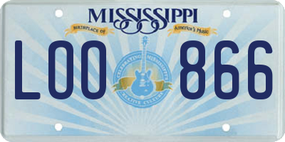 MS license plate LOO866