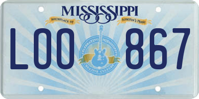 MS license plate LOO867