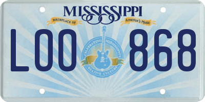 MS license plate LOO868