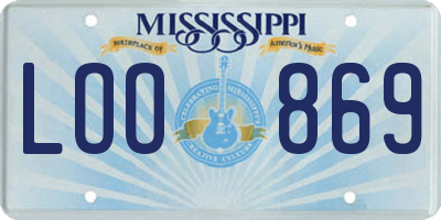 MS license plate LOO869