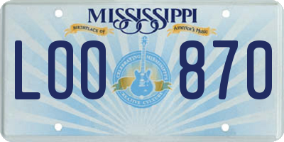 MS license plate LOO870
