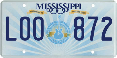 MS license plate LOO872