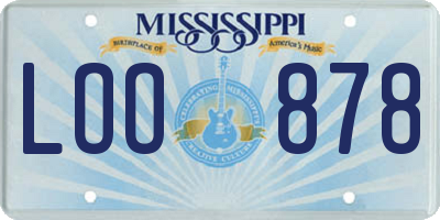 MS license plate LOO878