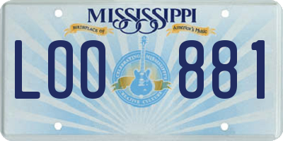 MS license plate LOO881