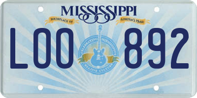 MS license plate LOO892
