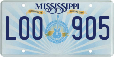 MS license plate LOO905