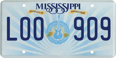 MS license plate LOO909