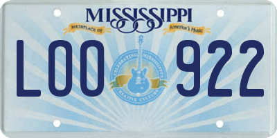 MS license plate LOO922
