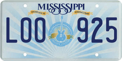 MS license plate LOO925