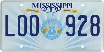 MS license plate LOO928