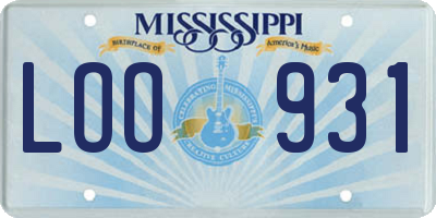 MS license plate LOO931