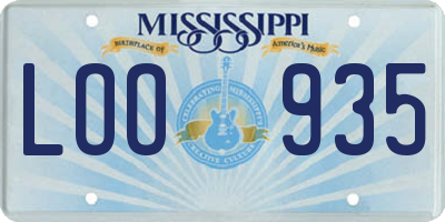 MS license plate LOO935