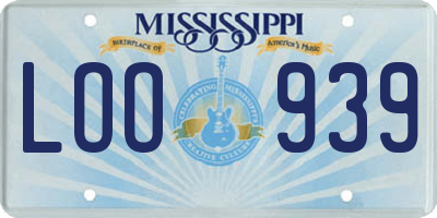 MS license plate LOO939