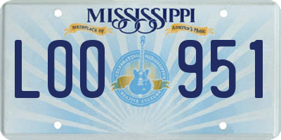 MS license plate LOO951