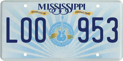 MS license plate LOO953