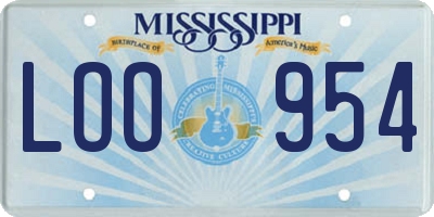 MS license plate LOO954