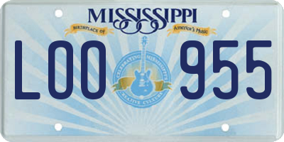 MS license plate LOO955