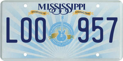 MS license plate LOO957