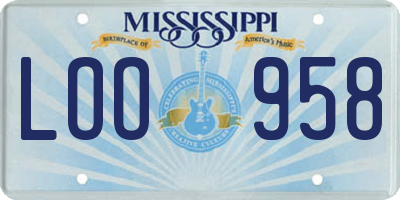 MS license plate LOO958