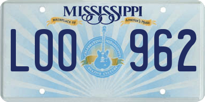 MS license plate LOO962