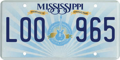 MS license plate LOO965