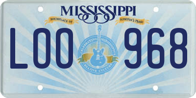 MS license plate LOO968