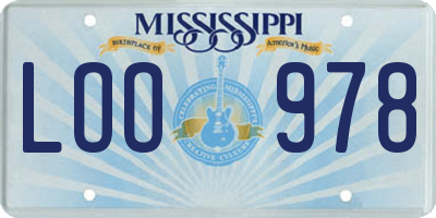 MS license plate LOO978
