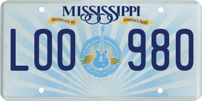 MS license plate LOO980
