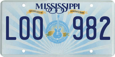 MS license plate LOO982