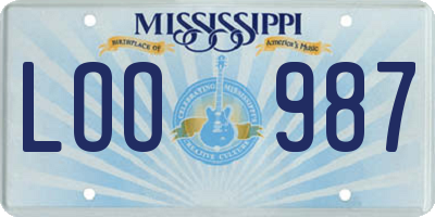 MS license plate LOO987