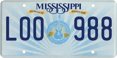 MS license plate LOO988