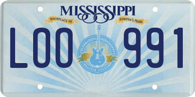 MS license plate LOO991
