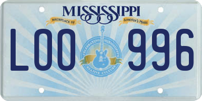 MS license plate LOO996