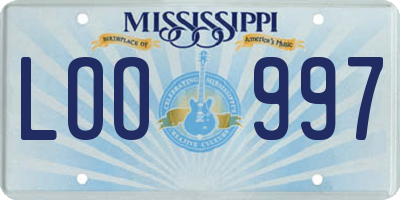 MS license plate LOO997