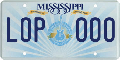 MS license plate LOP000
