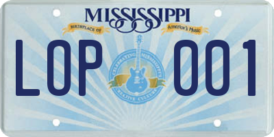 MS license plate LOP001
