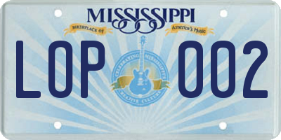 MS license plate LOP002