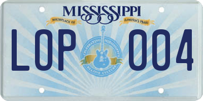 MS license plate LOP004
