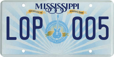 MS license plate LOP005