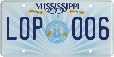 MS license plate LOP006