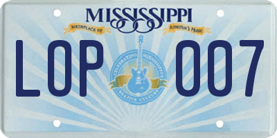 MS license plate LOP007