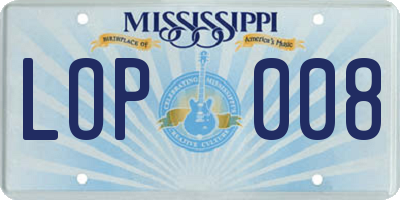 MS license plate LOP008