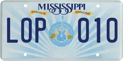 MS license plate LOP010
